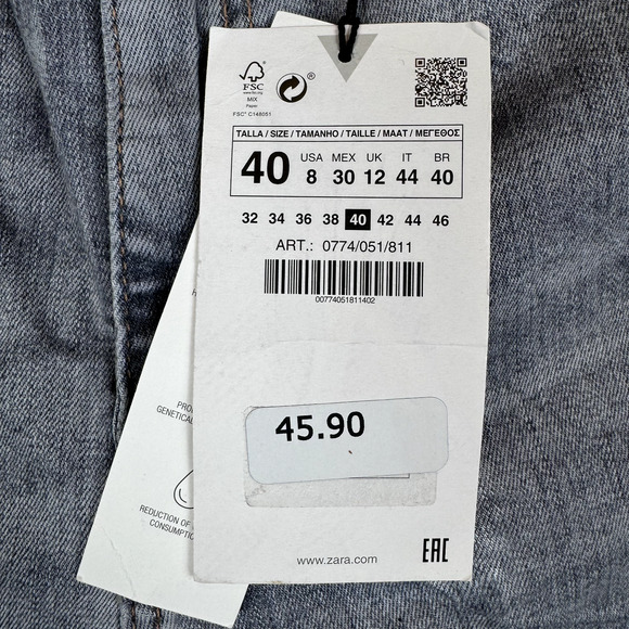 NWT Zara High Rise Skinny Leg Ankle Rigid Jeans Size 40 8USA/40EUR/30MEX Mom - Picture 12 of 16